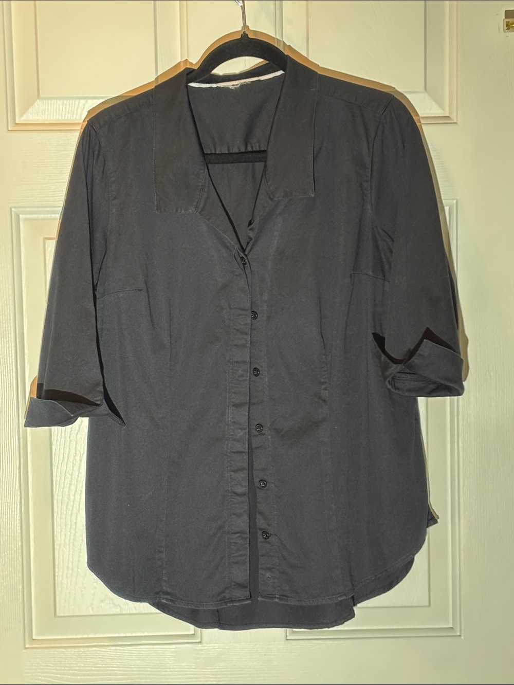 Classic Black Button-Front Women's Long Top